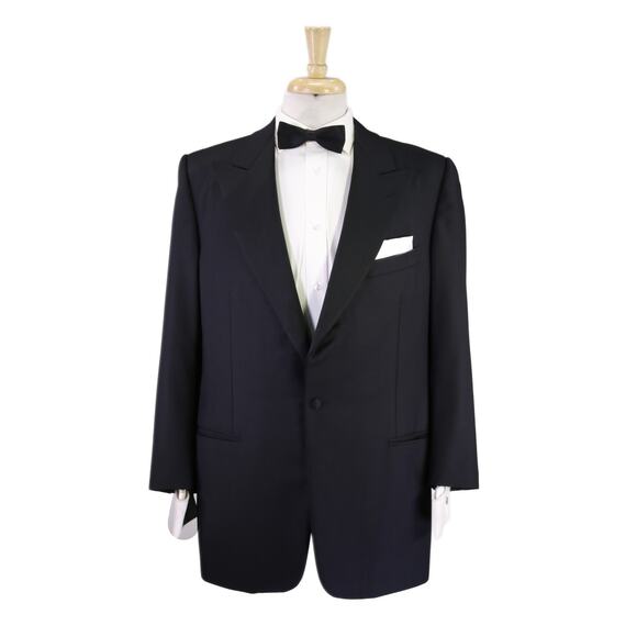 Ermenegildo Zegna Black 1-Btn Peak Lapel Tuxedo Formal Wedding Blazer Jacket 42R
